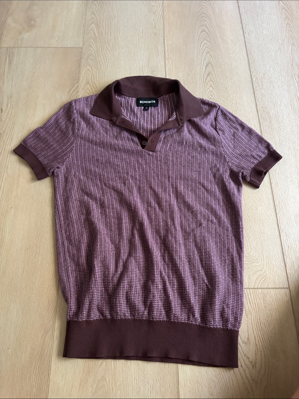 Bonobos Short-Sleeve Polo in Mauve with Brown Trim